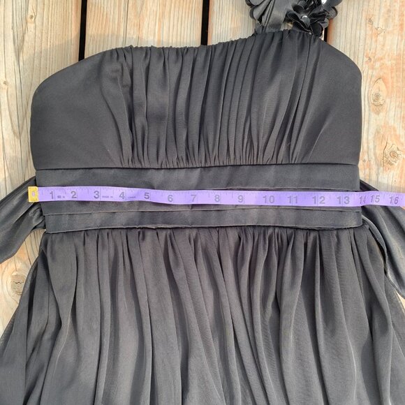 Sequin Hearts Sheer Chiffon Babydoll Short One Shoulder Sleeveless Dress - Picture 12 of 14